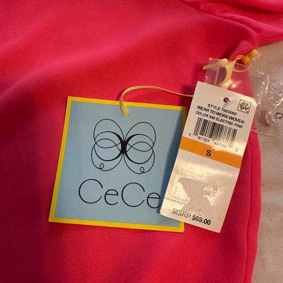 CeCe Pink Button Down Shirt with Notched Collar & Cuffed Sleeves Size Small NWT‎ - Picture 11 of 16